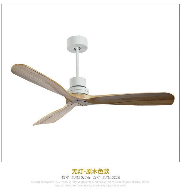 42/52 Inch Nordic Industrial Ceiling Fan Wood Without Light Creative Bedroom Dining Room Wooden Ceiling Fans Free Shipping