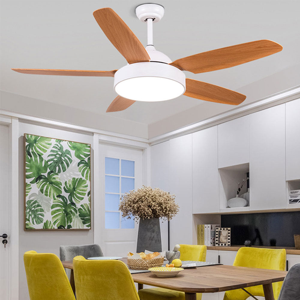 Nordic Vintage 5 Blades Ceiling Fan With Lights Remote Control